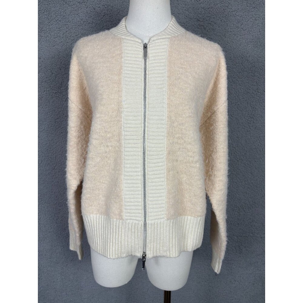 On 34th Women's Trendy Plus Size Boucle Knit Bomber Cardi Jacket 0X Cream NWT's